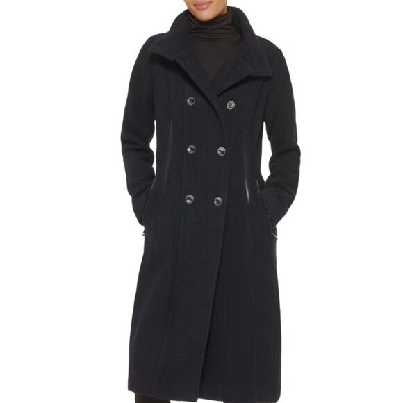 NWOT  $375 Guess Wool Blend Trench Coat NAVY XL - Picture 5 of 11